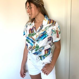 Caribbean Joe V neck vintage shirt Size M EUC